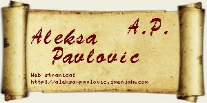 Aleksa Pavlović vizit kartica